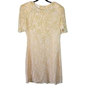 Vintage Laurence Kazar pink lace beaded formal dress Size XXL